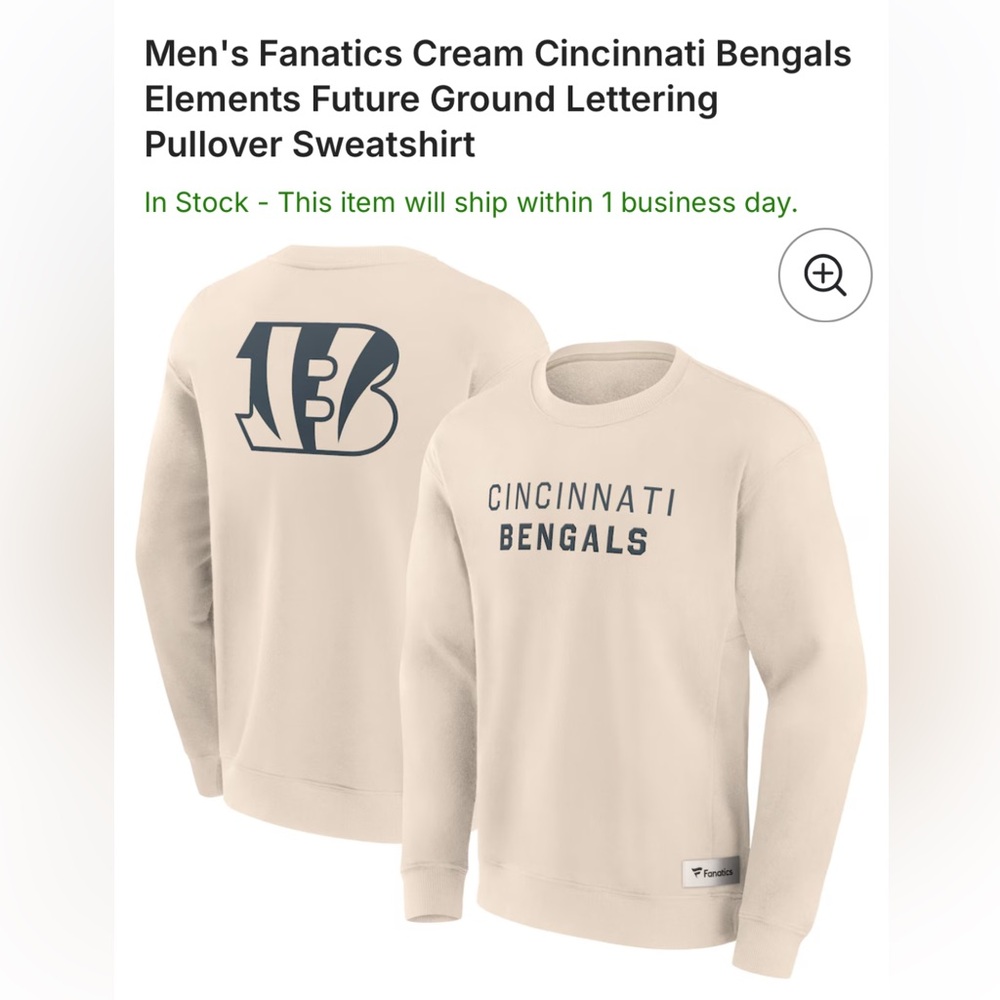 Unisex Small Cincinnati Bengals Fanatics Sweatshirt (NEW)